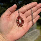Ghost with Autumn Leaves Resin Necklace