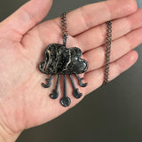Celestial Flower Obsidian Cloud Necklace with Gunmetal Patina