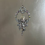 Garden Quartz Dark Fairy Necklace with Gunmetal Patina