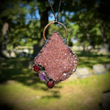 Giant Amethyst Cluster Necklace with Garnet and Amethyst