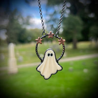 Celestial White Billiard Ball Ghost Necklace