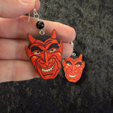 Vintage Halloween Devil Earrings with Black Onyx