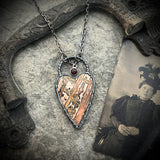 Leopard Jasper Heart Necklace with Garnet
