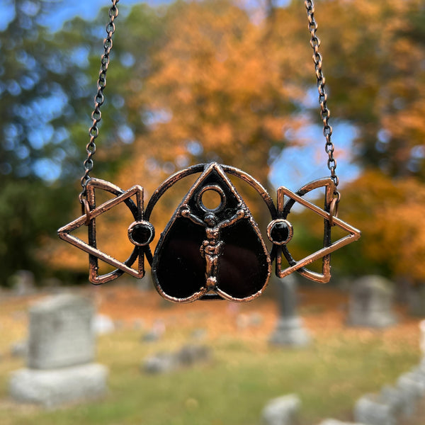 Black Obsidian Planchette Jesus Necklace