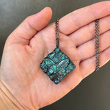 Carved Labradorite Butterfly Necklace with Gunmetal Patina