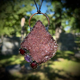 Giant Amethyst Cluster Necklace with Garnet and Amethyst