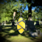 Uranium Glass Necklace with Gunmetal Patina