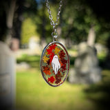 Ghost with Autumn Leaves Resin Necklace