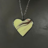 Uranium Glass Heart Necklace with Gunmetal Patina