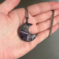 Amethyst Moon Necklace with Gunmetal Patina