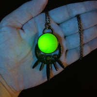 Halved Uranium Glass Marble Necklace with Gunmetal Patina