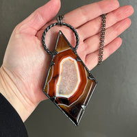 Giant Striped Agate Necklace with Gunmetal Patina