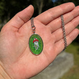 Glittery Mushroom Ghost Resin Necklace