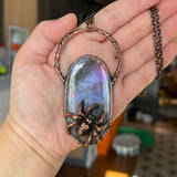 Purple Labradorite Copper Necklace with Spider