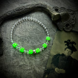 Uranium Glass and Quartz Bracelet with Sterling Silver