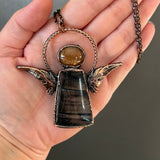 Hypersthene and Star Sunstone Copper Necklace