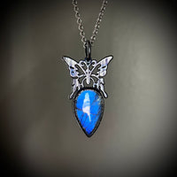 Butterfly and Labradorite Necklace with Gunmetal Patina
