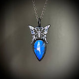 Butterfly and Labradorite Necklace with Gunmetal Patina