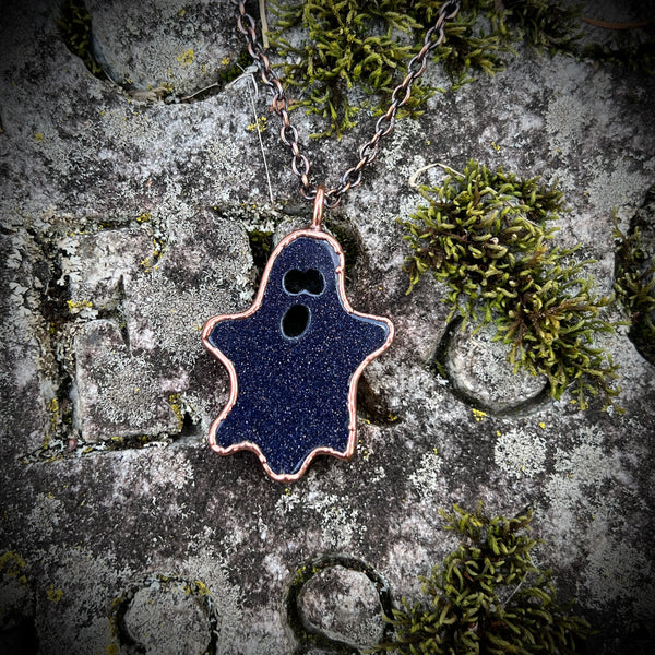 Blue Goldstone Ghost Copper Necklace