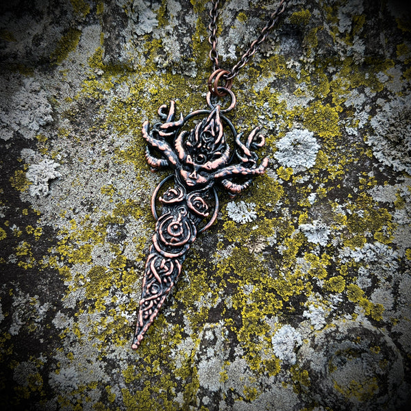 Horned Forest Goddess Copper Necklace B
