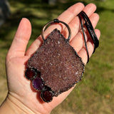 Giant Amethyst Cluster Necklace with Garnet and Amethyst