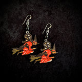 Vintage Halloween Witch Earrings with Black Onyx