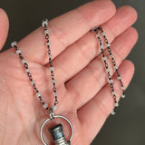 Coffin Nail Necklace with 18 Inch Moonstone Rosary Chain