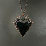 Green Goldstone Heart Necklace with Peridot