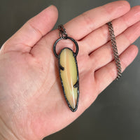 Uranium Glass Necklace with Gunmetal Patina