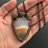 Striped Agate with Jack O’ Lantern Copper Necklace