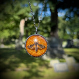 Glittery Deaths Head Moth Necklace with Gunmetal Patina