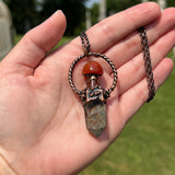 Lodolite and Carnelian Mushroom Necklace