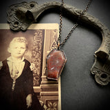 Red Moss Agate Coffin Necklace