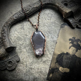 Agate and Amethyst Coffin Copper Necklace
