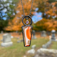 Bowlerite and Amethyst Necklace with Gunmetal Patina