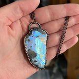Rainbow Moonstone with Black Tourmaline Copper Necklace