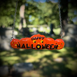 Hand Painted “Happy Halloween” Blow Mold Necklace