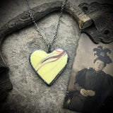 Uranium Glass Heart Necklace with Gunmetal Patina