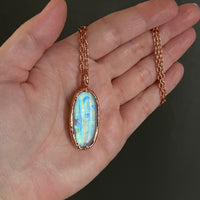 Flashy Rainbow Moonstone Shiny Copper Necklace