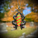 Striped Aurora Opal Necklace with Swarovski Crystals