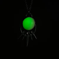 Halved Uranium Glass Marble Necklace with Gunmetal Patina