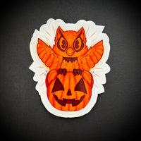 Owl Sitting on a Jack O’ Lantern Sticker