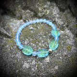 Uranium Glass and Opalite Bracelet with Sterling Silver