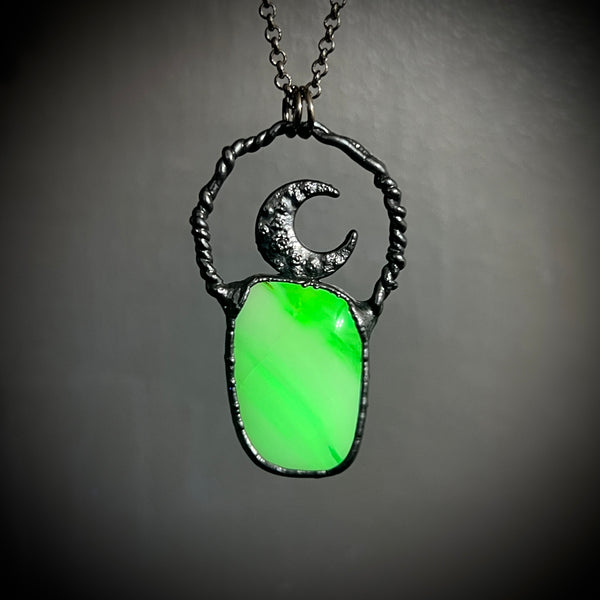 Uranium Glass Celestial Copper Necklace