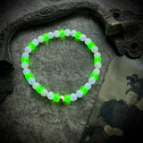 Uranium Glass and Rainbow Moonstone Bracelet with Sterling Silver