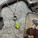 Uranium Glass Cat with Mobius Stainless Steel Necklace