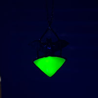 Uranium Glass and Bat Necklace with Gunmetal Patina