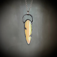 Uranium Glass Necklace with Gunmetal Patina