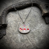 Glittery Mushrooms Cat Head Resin Necklace