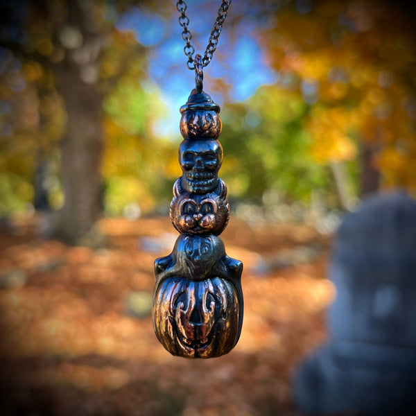 ***PRE-ORDER***Halloween Totem Stack Copper Blow Mold Necklace